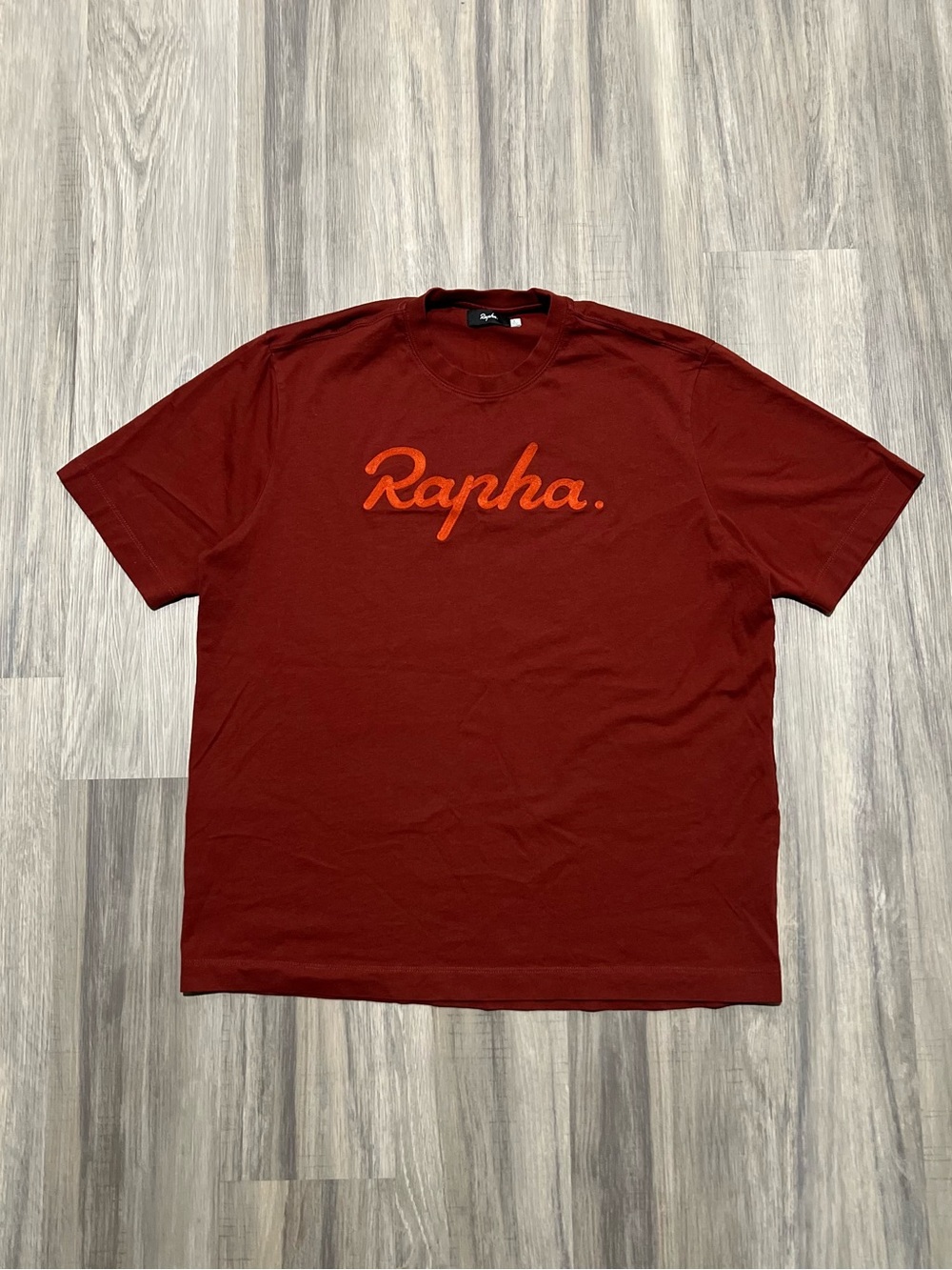 Rapha Big Logo Embroidered Cycling T-Shirt Brick Red Burgundy Large